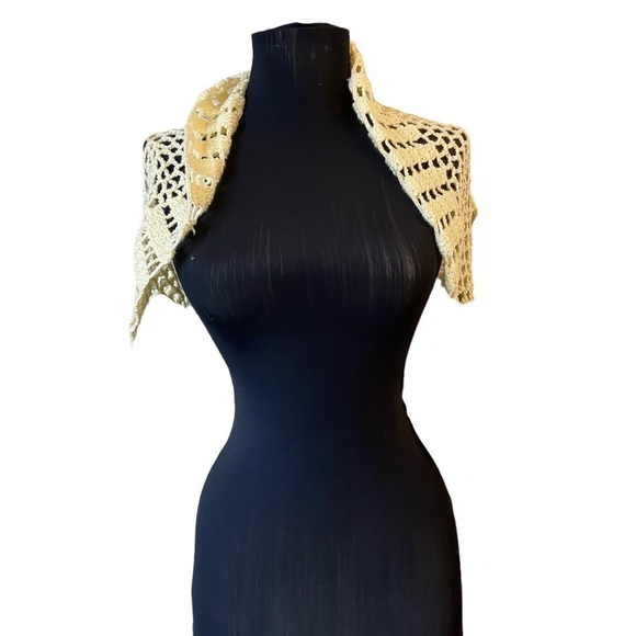 Light Yellow Crochet Knit Sweater Shrug - Picture 4 of 5